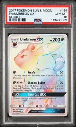 2017 POKEMON SUN & MOON SECRET #154 FULL ART/UMBREON GX PSA 10 - Image 1