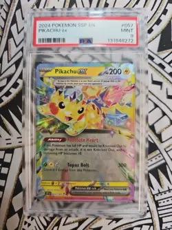 2024 Pokemon SSP En-Surging Sparks Pikachu Ex #057 PSA 9 MINT (272) - Image 1