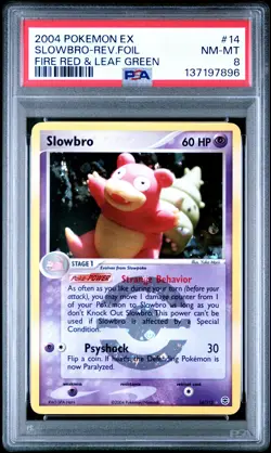 2004 POKEMON EX FIRE RED & LEAF GREEN #14 SLOWBRO-REVERSE FOIL PSA 8 - Image 1