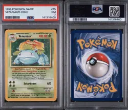 1999 POKEMON BASE SET UNLIMITED #15 VENUSAUR-HOLO PSA 7 - Image 1