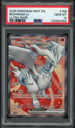 2025 Pokemon White 158 Reshiram ex Full Art Ultra Rare PSA 10 Gem Mint - Image 2