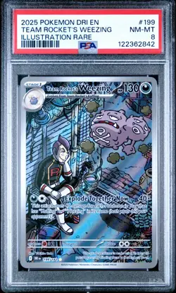 2025 POKEMON DRI EN-ILLUSTRATION RARE #199 TEAM ROCKET'S WEEZING PSA 8 - Image 4