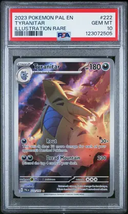 2023 POKEMON PAL EN-PALDEA EVOLVED ILLUSTRATION RARE #222 TYRANITAR PSA 10 - Image 1