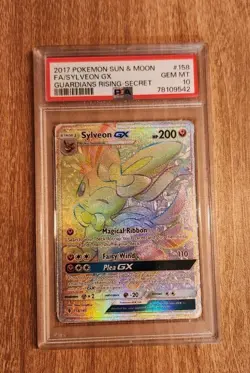 Sylveon GX 2017 POKEMON SUN & MOON GUARDIANS RISING SECRET #158 FULL ART/PSA 10 - Image 1