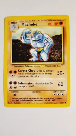 Pokemon TCG Machoke Base Set 34/102 Regular Shadowless Uncommon - Image 1