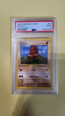 1st Ed Shadowless Diglett PSA 9 Mint 1999 Pokemon Base Set #47 - Image 1