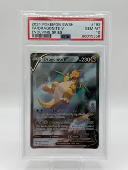 Pokemon TCG Evolving Skies Dragonite v Alt Art 192/203 PSA 10 - Image 1