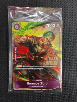 One Piece English Roronoa Zoro Foil Winner Card P-045 - OP06 Pre-Release-sealed - Image 1