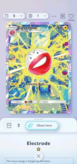 pokemon pocket mobile game genetic apex pikachu set electrode ☆ Rare card - Image 1