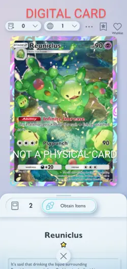 Reuniclus Pokemon Pocket Mobile Game Crimzon Blaze Set ☆ Rare Card For Trade - Image 1
