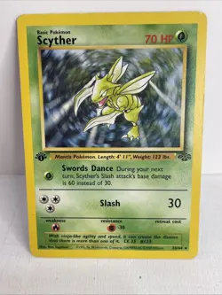1999 Pokemon TCG Scyther Jungle 1st Edition Non Holo Unlimited Rare Card 24/64 - Image 1