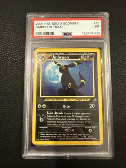 Pokemon Umbreon 13/75 Neo Discovery Holo PSA 1 * Case Damage* - Image 1