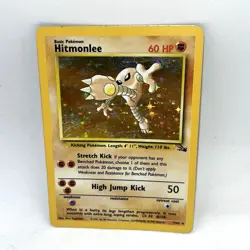 Hitmonlee 7/62 Fossil Holo Rare Vintage Pokemon TCG Card WOTC Scatched - Image 1