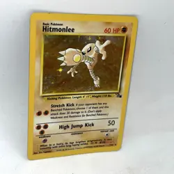 Hitmonlee 7/62 Fossil Holo Rare Vintage Pokemon TCG Card WOTC Scatched - Image 3
