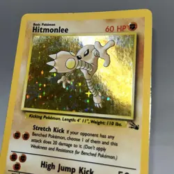 Hitmonlee 7/62 Fossil Holo Rare Vintage Pokemon TCG Card WOTC Scatched - Image 4