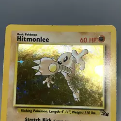 Hitmonlee 7/62 Fossil Holo Rare Vintage Pokemon TCG Card WOTC Scatched - Image 5