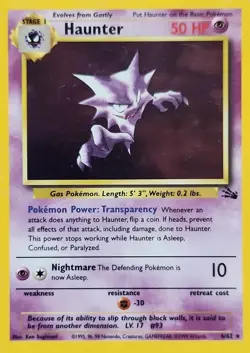LP POKEMON CARD HAUNTER 6/62 FOSSIL SET HOLO RARE VINTAGE 1999 POKEMON CARD - Image 1