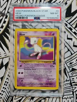 2000 POKEMON VINTAGE PROMO BLACK STAR POKEMON LEAGUE #8 MEW PSA 8 NM-MINT (250) - Image 1