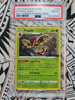Pokemon Flapple Holo Rare Card 2020 Exclusive GameStop Stamp Promo PSA 8 250 VTG - Image 1