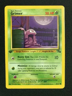 Pokemon TCG Grimer 48/62 Fossil 1st Edition Vintage Common (LP) - Image 1