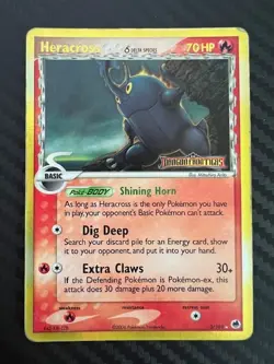 Pokemon TCG Heracross 3/101 Reverse Holo Stamped EX Dragon Frontiers DMG - Image 1
