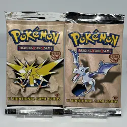2 Pokemon First Edition Fossil Booster Packs Sealed Unweighed Zapdos Aerodactyl - Image 1