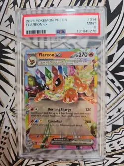 2025 POKEMON “PRE EN” FLAREON EX #014 PSA 9 MINT (278) - Image 1