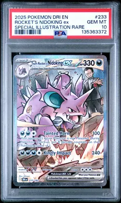 2025 POKEMON DRI EN-DESTINED RIVALS #233 TEAM ROCKET'S NIDOKING EX PSA 10 - Image 1