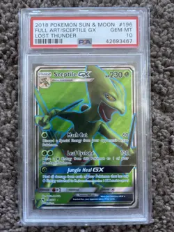 2018 Pokemon Sun & Moon Lost Thunder Secret #216 Full Art/Sceptile GX PSA 10 - Image 1