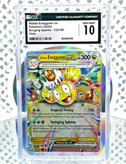 CGC 10 Alolan Exeggutor EX 133 Surging Sparks Full Art Double Rare Pokemon Card - Image 1