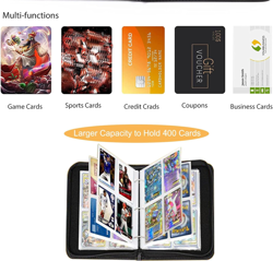 4 Pocket Card Binder with Zipper, 400 Pockets PU Card Album, Portable Waterproof - Image 2