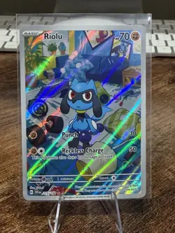 Pokemon Riolu TCG Scarlet & Violet Base Set Holo Card 215/198 Illustration Rare - Image 1