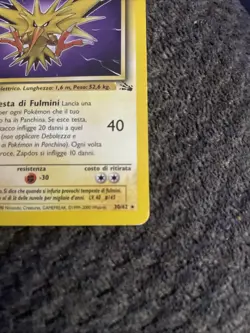 ITALIAN Zapdos Pokemon Fossil #30/62 - 1999 - Pokemon Card - Image 4