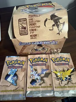 Pokemon Cards Fossil Unlimited- Empty Booster Box w/ 93 Empty Packs - Image 1