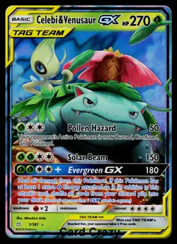 Celebi & Venusaur GX 1/181 Ultra Rare - SM - Team Up Pokemon Card [Near Mint] - Image 1