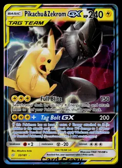 Pikachu & Zekrom GX 33/181 Ultra Rare - SM - Team Up Pokemon Card [Near Mint] - Image 1