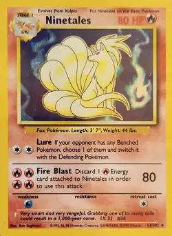 1999 POKEMON TCG NINETALES HOLO RARE CARD BASE SET 12/102 - Image 1
