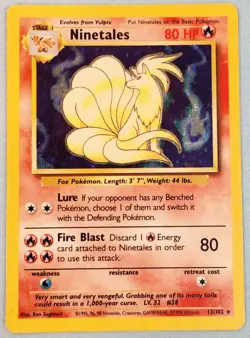 1999 POKEMON TCG NINETALES HOLO RARE CARD BASE SET 12/102 - Image 4