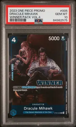 One Piece Card Game Dracule Mihawk ST03-005 WINNER Promo Tournament PSA10 GEM MT - Image 1