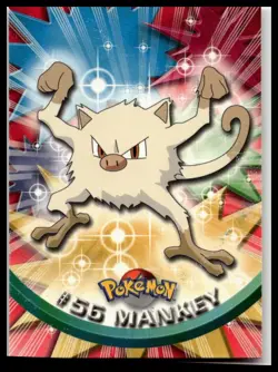 1999 Topps TV Animation Mankey #56 Green Logo Non Foil Pokemon Card - Image 1