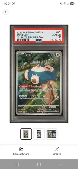 Pokemon TCG Snorlax Promo Card 051 PSA 10 Gem Mint Scarlet Violet 151 - Image 1