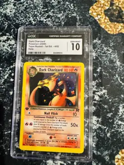 Pokemon TCG 2000 Team Rocket Dark Charizard 1st Edition Holo Rare CGC perfect 10 - Image 1