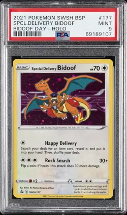 2021 POKEMON SWSH BLACK STAR PROMO BIDOOF DAY SPECIAL DELIVERY BIDOOF-HOLO PSA 9 - Image 1