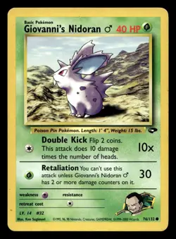 Giovanni's Nidoran M 76/132 Common Gym Challenge WOTC Pokemon MP - Image 1