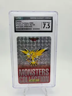 Zapdos 1996 Bandai Carddass CGC 7 Prism Pokemon Holofoil RED VERSION Part 2 #145 - Image 1