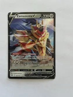 Pokemon TCG Sword & Shield: Brilliant Stars Zamazenta V 105/172 Ultra Rare NM - Image 1