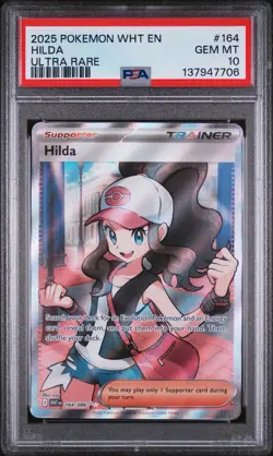 2025 POKEMON WHT EN-WHITE FLARE ULTRA RARE #164 HILDA PSA 10 - Image 1
