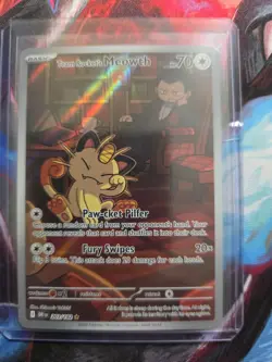Team Rocket's Meowth 203/182 Illustration Rare Pokemon 2025 Destined Rivals NM - Image 1