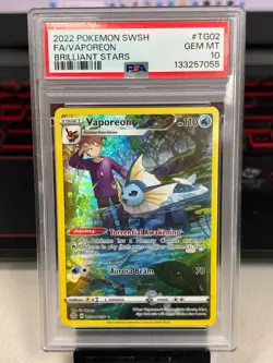 PSA 10 GEM MINT! Pokemon Vaporeon TG02/TG30 Trainer Gallery Brilliant Stars 2022 - Image 1