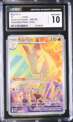 Rapidash 189/182 IR Illustration Rare Pokemon Destined Rivals CGC 10 GEM MINT - Image 1